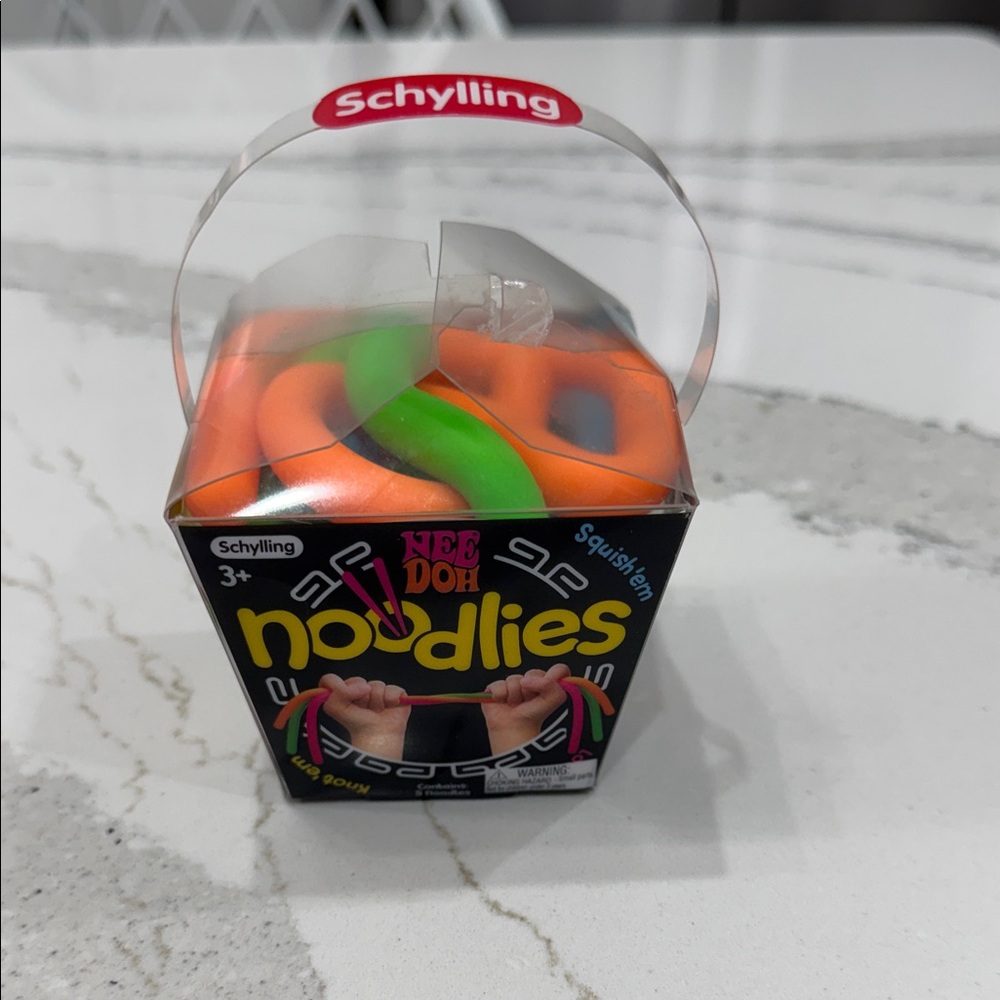 Schylling Nee Doh Noodlies Squishy Toy - Vibrant Orange and Green